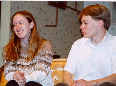 Laura Lopardo and Steve Hetzel in one of the lighter moments in "Enter A Free Man."